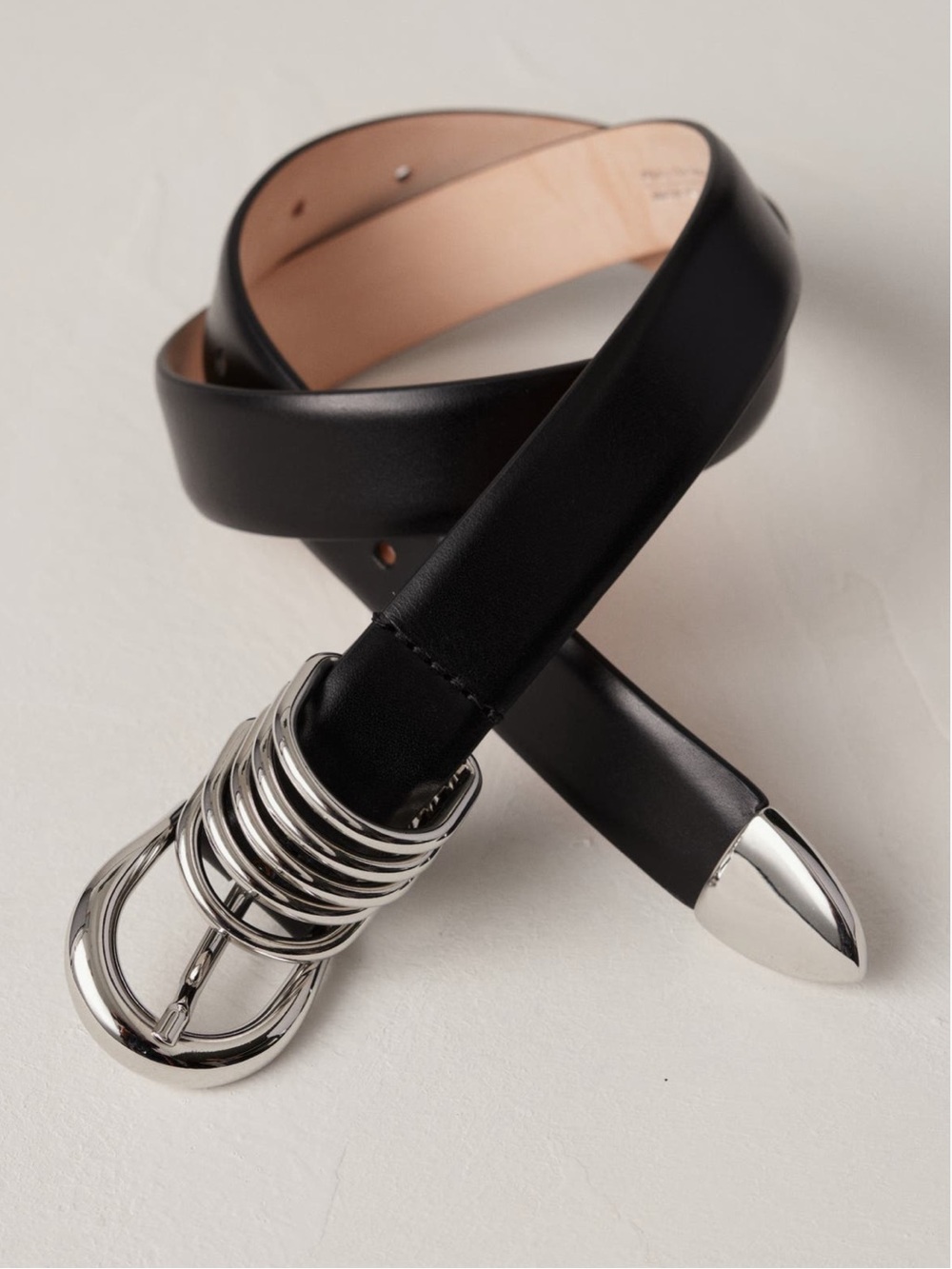 Déhanche Hollyhock Leather Belt Black Silver